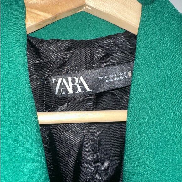 Zara Green Blazer Dress Women’s Small Double Breasted Long Sleeve Blogger Fav - Picture 3 of 8